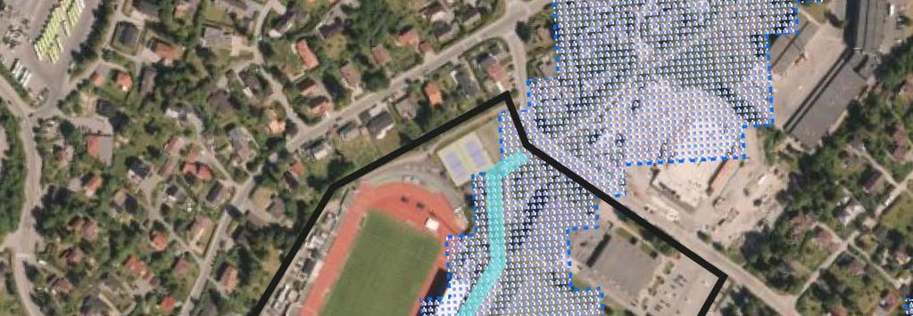 3.8 Flomfare Nadderudbekken går i rør gjennom området. Langs denne overvannsledningen er det et restriksjonsbelte på 12 meter hvor det ikke tillates bygging.