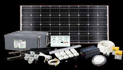 Solcellepanel 1 x 140 watt Entry panel m/braketter Batteri 1 x Sunwind AGM 260 At Regulator PeakPower MPPT 20A Koblingsutstyr