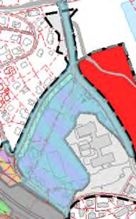 Foreslåtte planområde for detaljplan for sentralrenseanlegget er vist med stipla svart linje og delvis grått område. Gjeldende planområder er markert.