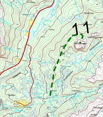 11. Hårshovden Lengde: ca 4 km Fra skog til høgfjell 850 moh til 1195 moh.