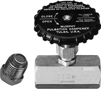 - 285 - Pulsation Dampener PD8100 Series 95145 Revised 12-03-10 Section 55 The PD8100 Series eliminates pointer flutter on pressure indicating SWICHGAGE devices which are subject to pulsating