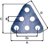 DISCS 28 90 45-55 TRIANGEL / TRIANGLE SIZE WEIGHT MM MM MM KG 7507E57SS400 E57 25X400X400X400 RUSTFRI /