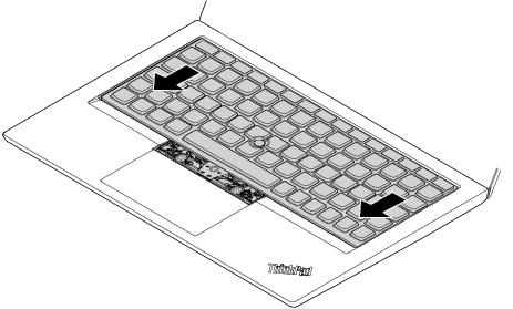 tastaturholderen. 3. Skyv tastaturet i retningen som angis av pilene.