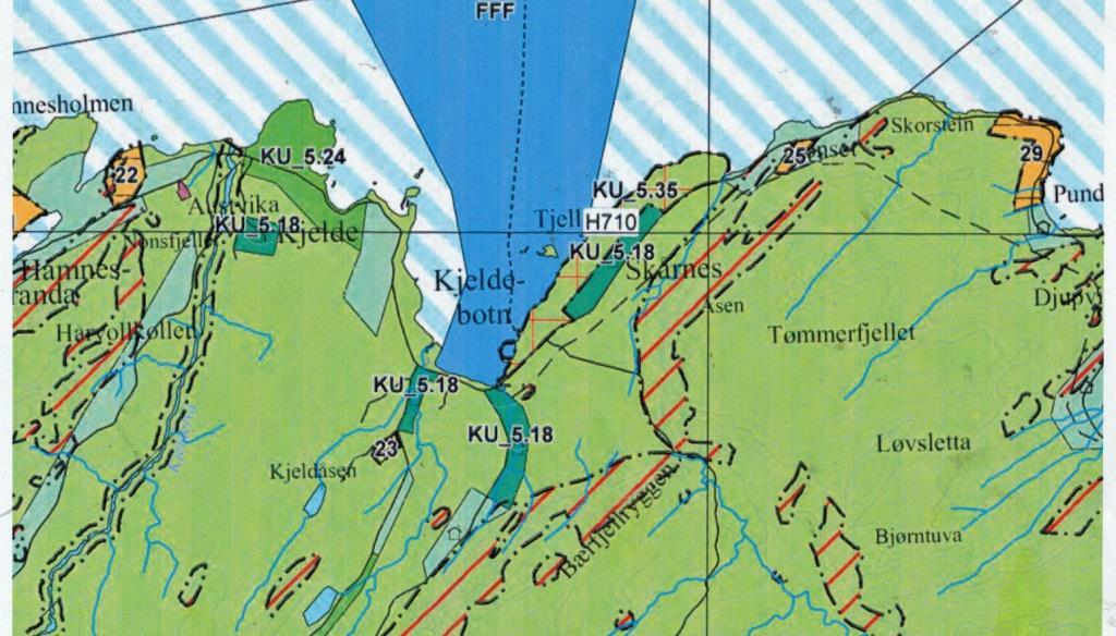 18) for Kjeldebotn sentrum er det avsatt 4 mindre arealer til spredt bolig bebyggelse, med inntil 3 boliger pr areal Det har i