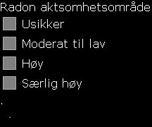 Radon Kilde Norges geologiske undersøkelse Versjon 12.03.2016 Datasettet viser hvilke områder i Norge som trolig er mer radonutsatt enn andre.