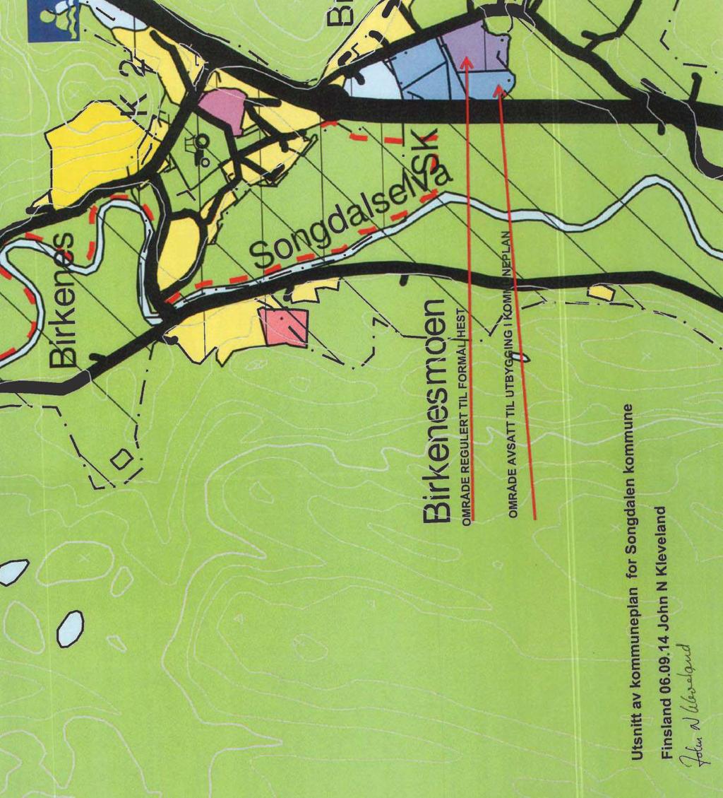 Fig. 01: kart fra tiltakshaver viser område som er avsatt til utbygging i kommuneplan. Totalt ble det avdekket ca 750 m² fordelt på 4 søkesjakter med varierende bredde og lengde.