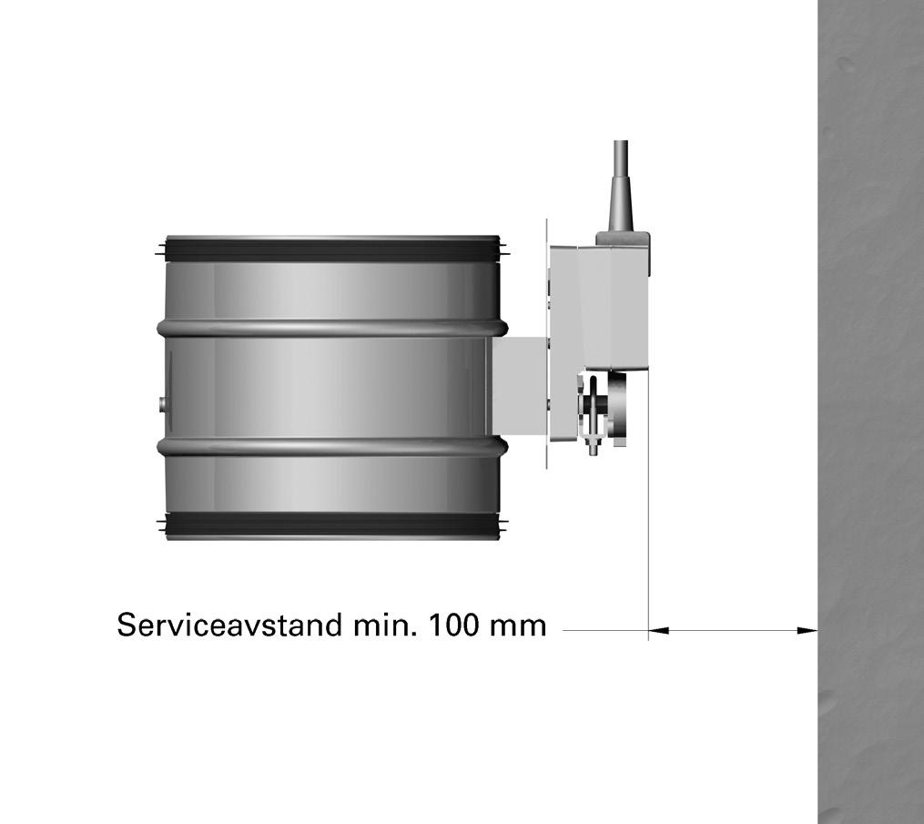 Det anbefales å montere DRS-M og DRS-T-M med serviceavstand som angitt i figur 4.