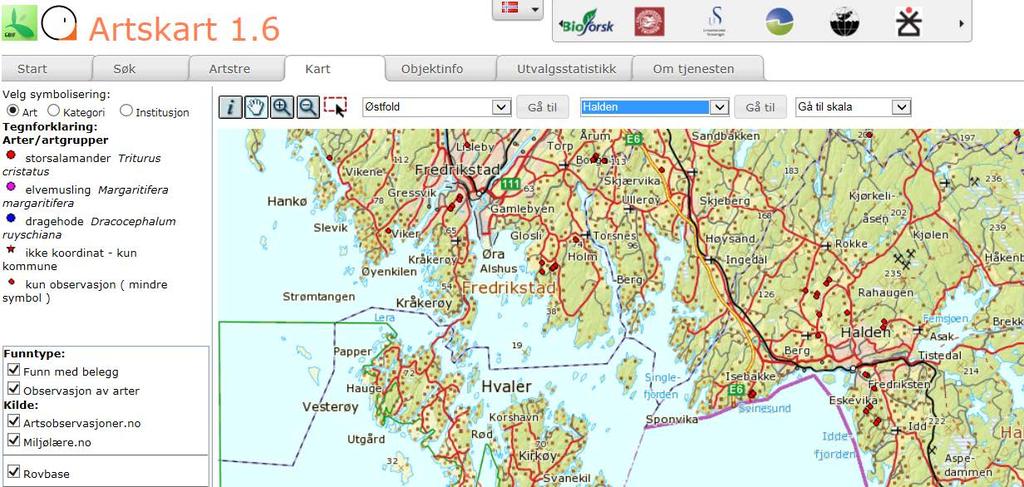 0, sammen med informasjonen om hvor vegene med vegsalt ligger.