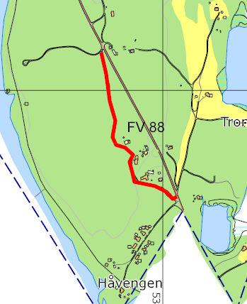 FRA FV. 88 - TIL HÅVENGEN, NORDRE DEL. Fra FV. 88 - til Håvengen, nordre del. Navneforslag: HÅVENGBAKKEN.