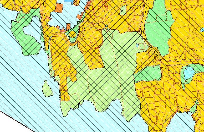 Figur 6: Utsnitt fra KPA 2010. Eiendom omtrentlig markert i rød ellipse. Kilde: Bergenskart.no.