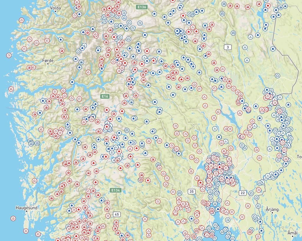 og hvilken type hytter det er. Alle hytter Hytter med lavest prioritet tegnes ut først.