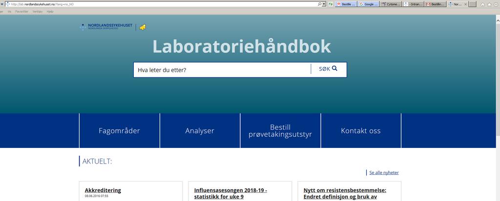 Laboratoriediagnostikk Laboratoriehåndbok for