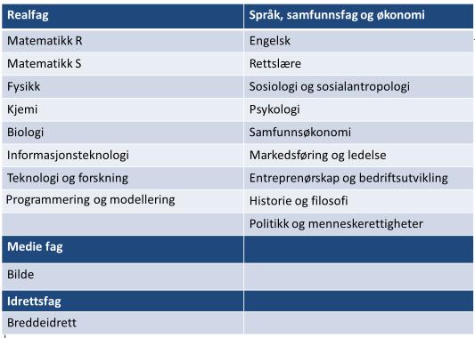 Våre programfag