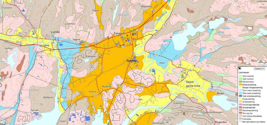 Side 5 Figur 3: Løsmassekart fra NGU sine nettsider. Reguleringsområdet er omtrentlig markert med rødt. 2.