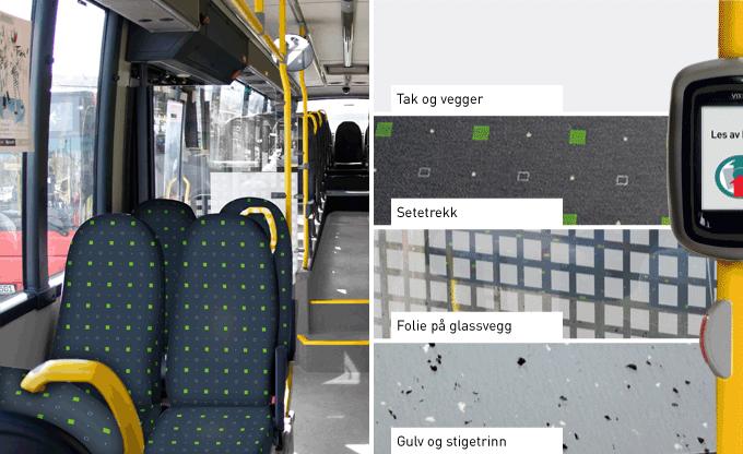 4 INTERIØR Interiøret skal oppleves som lyst og luftig og det skal benyttes farger som er lyse. Figur 17: Illustrasjon av mulig interiør i regionbusser.