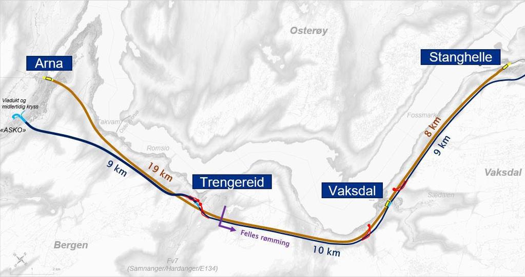 E16/Vossebanen Arna - Stanghelle Hovedfakta Kostnad: 22