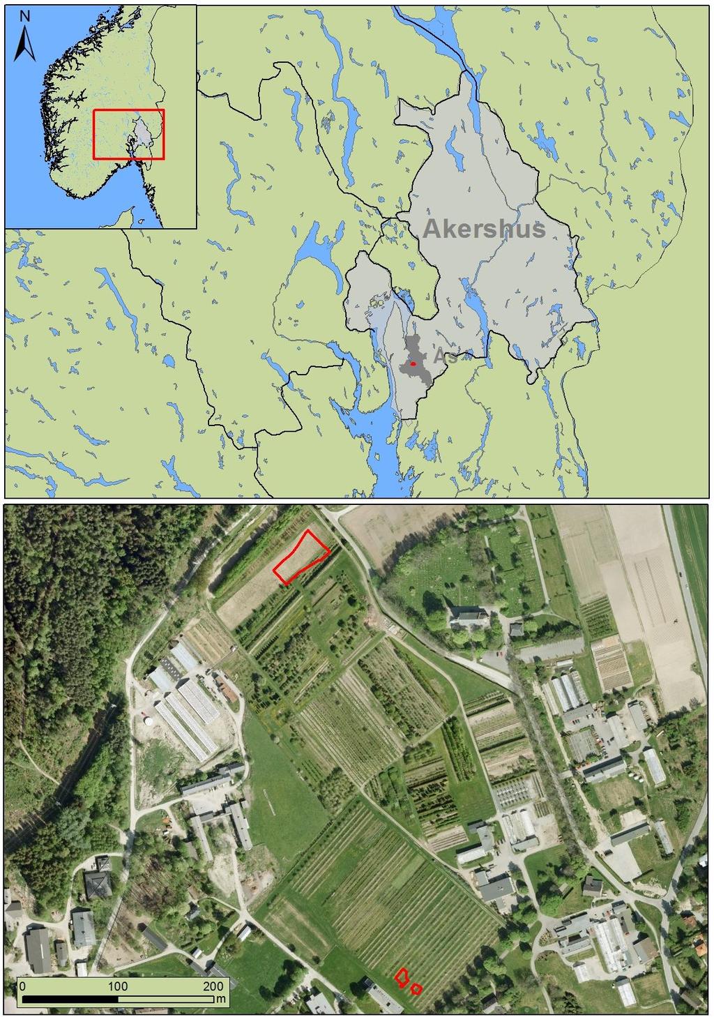Figur 1: Geografisk plassering av undersøkelsesområdene. Statens Kartverk. Tillatelse nr.