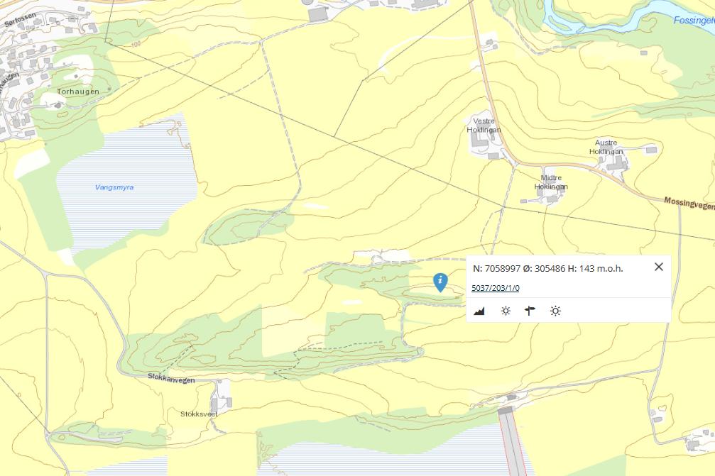 4.4. Alternativ 3 Høyde mellom Hoklingan og Stoksveet Plassering av høydebassenget på høyden mellom Hoklingan og Stoksveet gir mulighet for et vannspeil på kote 140 145.