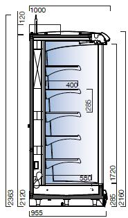 Wall 3750 Glassdører m hengsler (50% energibesparing) /disk 16 218 16 218 24 174 36 108 LED belysning under hyllene