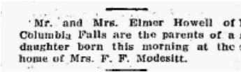 Holmquist daughter T D 26 Nov 1931 2 Dec 1931