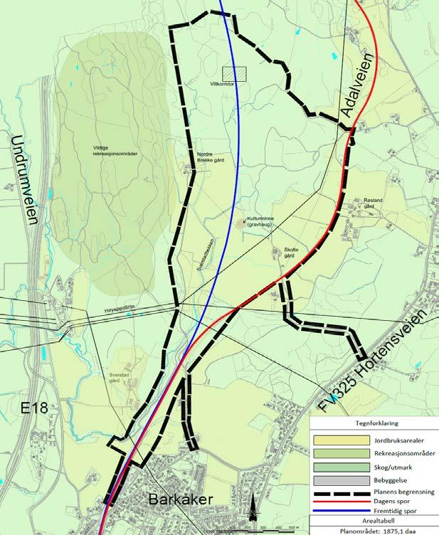 Fokusområder for Barkåker nord: Inngrep i rekreasjonsområder Kostnadskrevende ombygging av spor Grunnforhold og