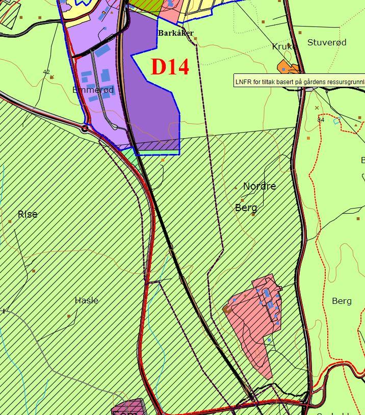 Planlegging av fremtidig næringsområde i Barkåker sør I kommunedelplanen velges det hvilket område som skal planlegges videre og bygges ut.