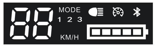 4 Skjerminformasjon - Dette ikonet angir hvor mye batterilevetid du har igjen. Hastighetsmåler - Disse tallene angir gjeldende hastighet. Lesingene måles i km / t.