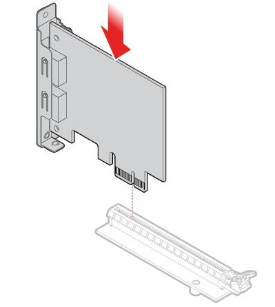 Figur 40. Installere PCI Express-kortadapteren Figur 41. Installere PCI Express-kortet 3. Fullføre utskiftningen. Se «Fullføre bytte av deler» på side 56.
