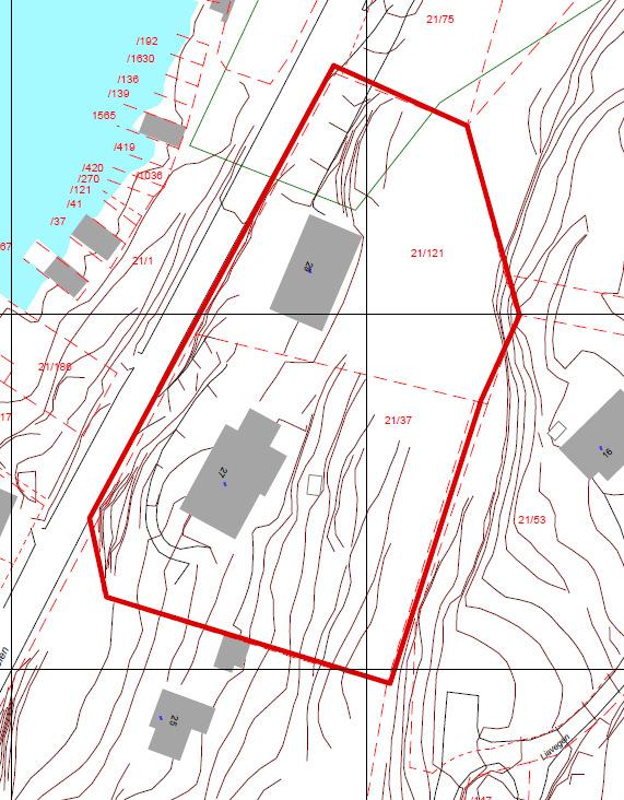 Figur 1: Teknisk kart over aktuelt område. (Bergen kommune) 5 GRUNNFORHOLD Topografi Bolig nr 29 i Sælenveien er bygget tett opp mot en steil bergvegg.