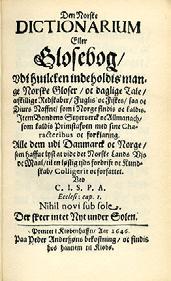 Den første norske ordboka Det finnes en rekke skriftlige opptegnelser av norske ord og vendinger på 1600-tallet.
