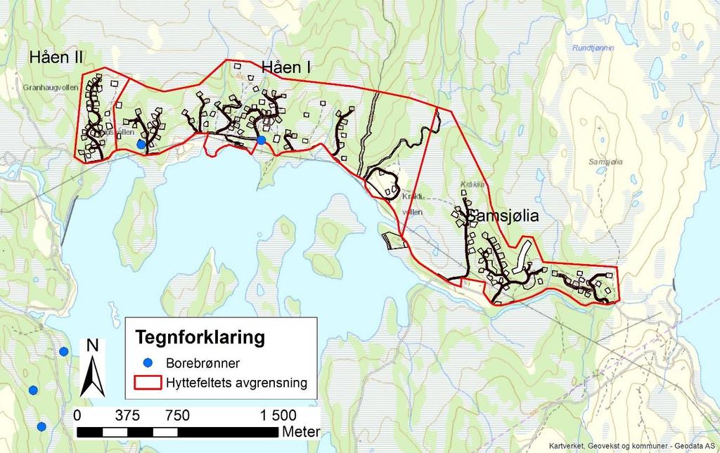 inntak ved innløpet til Sama tunnel. Noen hytter har antagelig innlagt vann, selv om dette ikke skal forekomme (Bioforsk 2014). Grunneier ønsker at nye hytter skal få vann fra vannposter. 1.