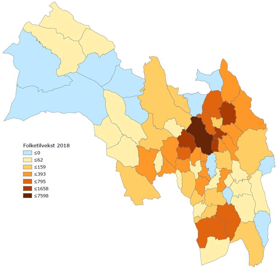 Figur 4: Folketilvekst (antall personer) 2018,