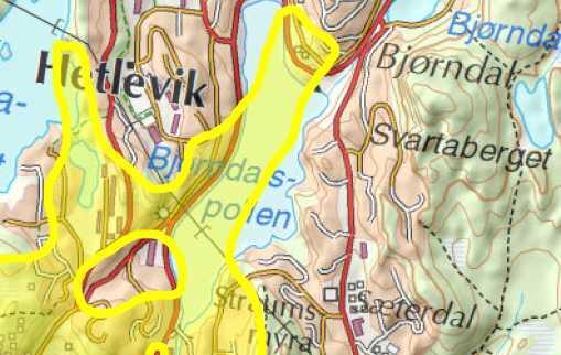 Beregningene er utført etter gjeldende metode [12] med eksisterende terreng og uten nye bygninger på tomten.