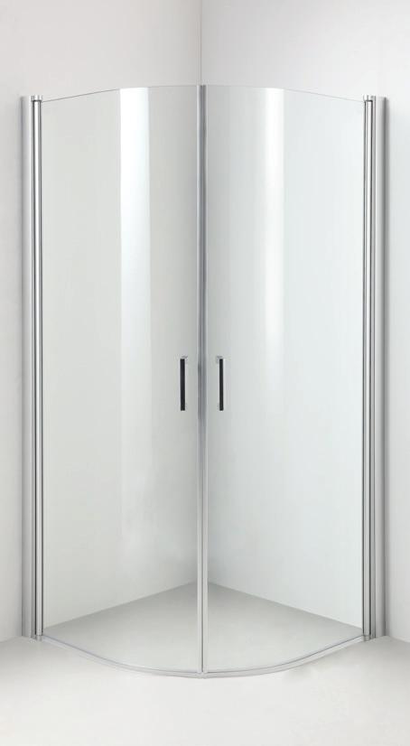 Quick Buet leveres i sett på 2 dører, enten 80x80 cm eller 90x90 cm. Ved å slå dørene inn mot vegg, når de ikke er i bruk, får du ekstra plass på badet.