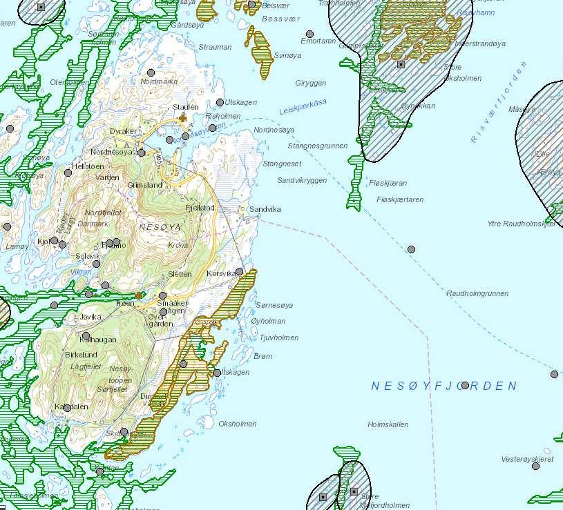 LURØY KOMMUNE Side 4 av 12 Naturverdier Naturbase viser noen utvalgte naturtyper på land. Figur 3.