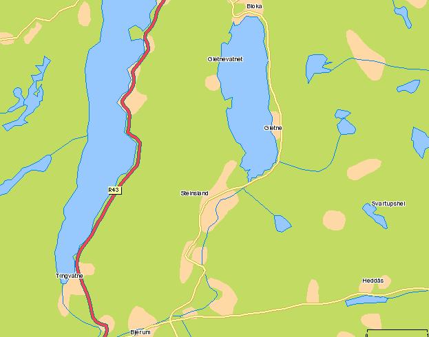 2.3 Gletnevatnet Gletnevatnet ligger 321 moh. (Tabell 1) ca. 1 km øst for Lygne, på grensa mellom Lyngdal og Hægebostad (Figur 5).