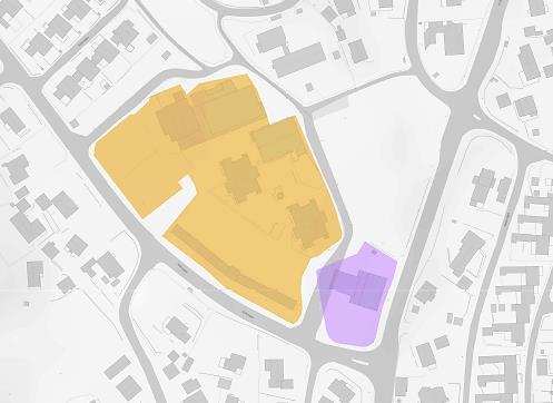 Figur 7 Koppeud bydelssenter Illustrasjoner viser kommuneplanens arealdel med arealformål Sentrumsformål (brunt) og Næringsformål (mørk lilla) Lokalsentre Biri
