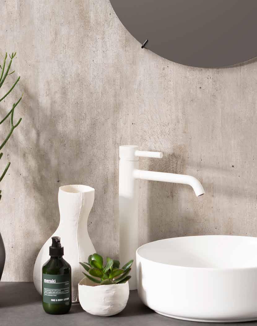 Fibo Kolleksjon: Marcato Nyanser av betong Velg en røff betonglook og komplementér gjerne med myke former på interiørartiklene i ditt bad.