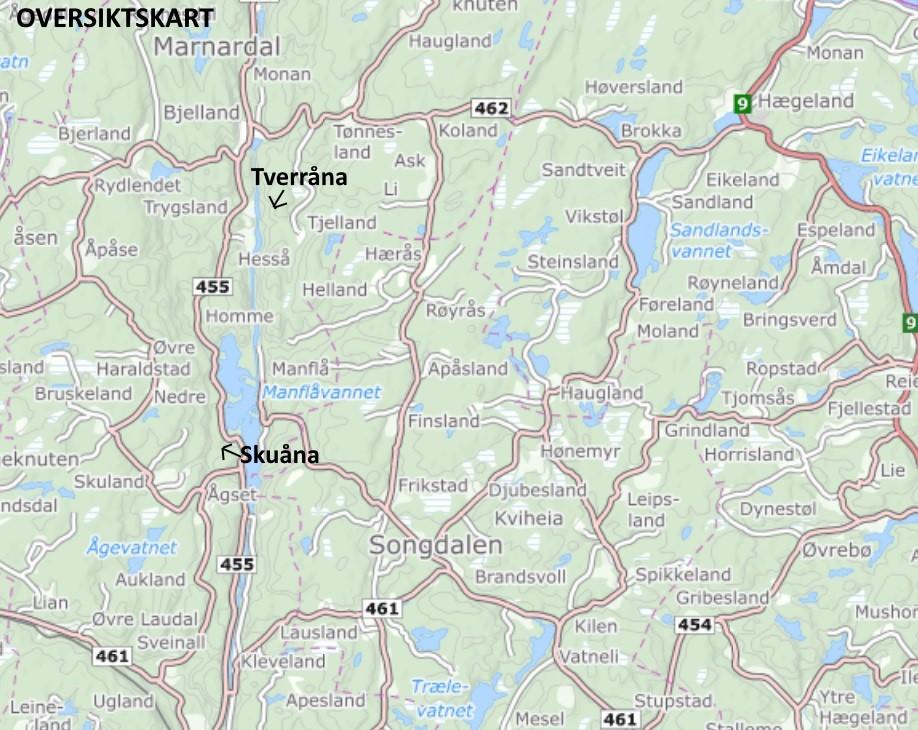 Saksopplysninger NVE har sendt på høring fire småkraftverk i Agder, to av disse ligger i Marnardal kommune i Vest-Agder, og er sidebekker til Mandalselva.