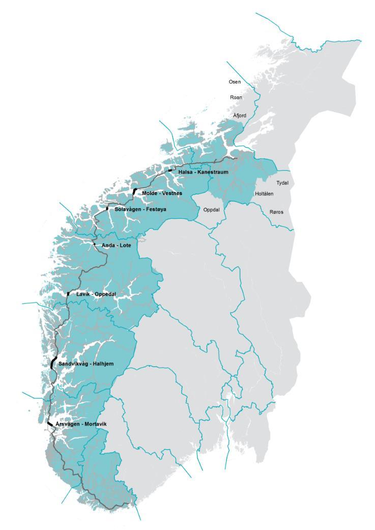 Delområdemodell Ferjefri E39 Modellsystemene for person- og godsmodellen er