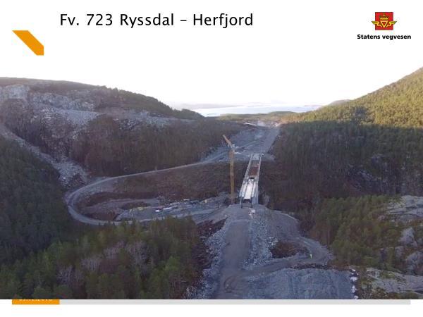 ferdig til jul, nedrigging i januar Ryssdalstunnelen 760m: Gjenstår kun 120 m før gjennomslag Herfjordtunnelen