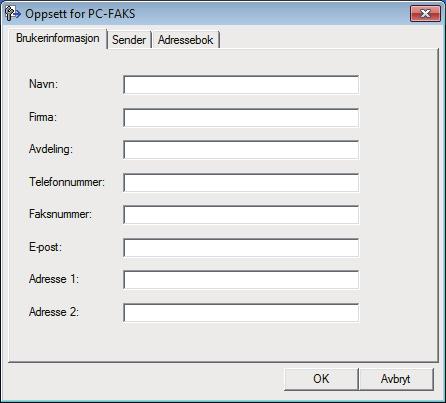 Hjem > Faks > PC-FAX > PC-FAX for Windows > Oversikt over PC-FAX (Windows ) > Konfigurere PC- FAX (Windows ) Konfigurere PC-FAX (Windows ) Før du sender fakser med PC-FAX, kan du tilpasse