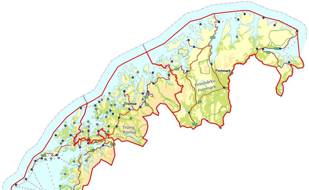 Vedlegg A Oppdeling av brannvesen De tre påfølgende sidene viser en oversikt over 110-distriktene, og er markert med tykke røde streker.