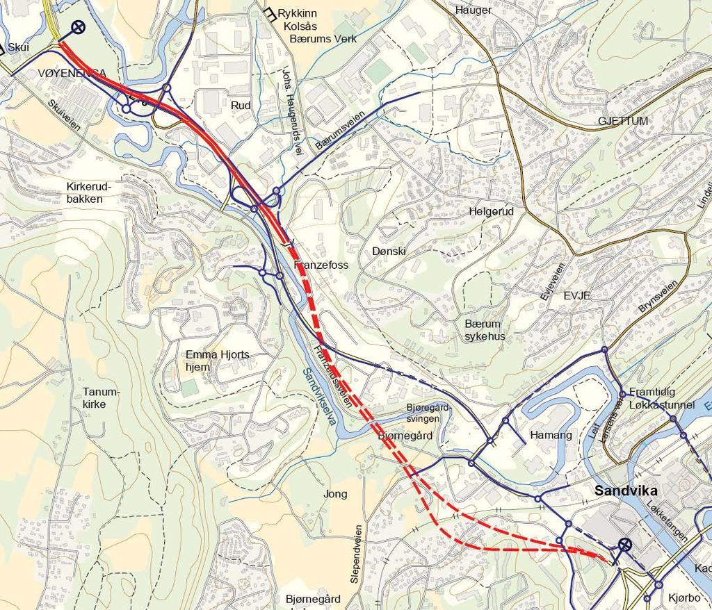 Prosjektark Oslopakke 3 Tiltak: Tiltakshaver: E16 Sandvika Wøyen SVRØ Beskrivelse: Den 3,5 km lange vegstrekningen mellom Sandvika og Wøyen bygges om til firefelts motorveg.