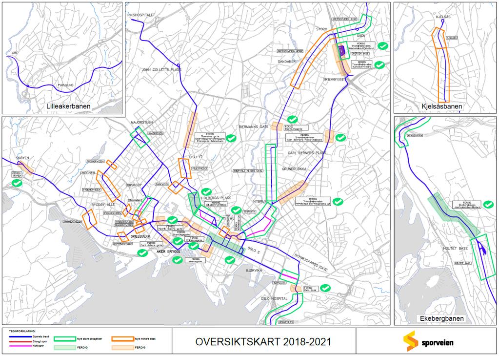 Store kollektivtiltak Store pågående kollektivtiltak Oslo T-bane og trikk I forslag til handlingsprogram 2020 2023 er det satt av om lag 2,8 mrd.