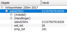 250 m x 250 m virksomhetsstatistikk på ruter Figur 2 Figur 2 viser hvordan rutene igjen inndeles i 250 m x 250m-ruter.