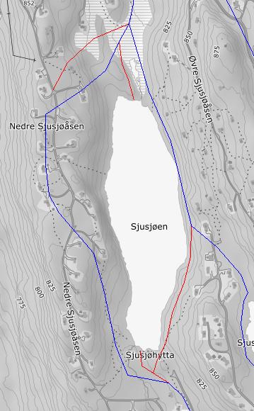 6. Sjusjøen Løypa på vestsiden av Sjusjøen går over flere private hyttetomter, og er foreslått lagt ned av grunneierne. Det er i tillegg mange veikryssinger her.