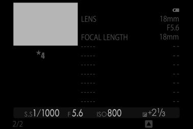 Avspillingsskjermen Se fotoinformasjon Fotoinformasjonen viser endringer hver gang fokusstikken (fokusspaken) trykkes opp. Grunnleggende data LENS FOCAL LENGTH COLOR SPACE LENS MODULATION OPT. 23.