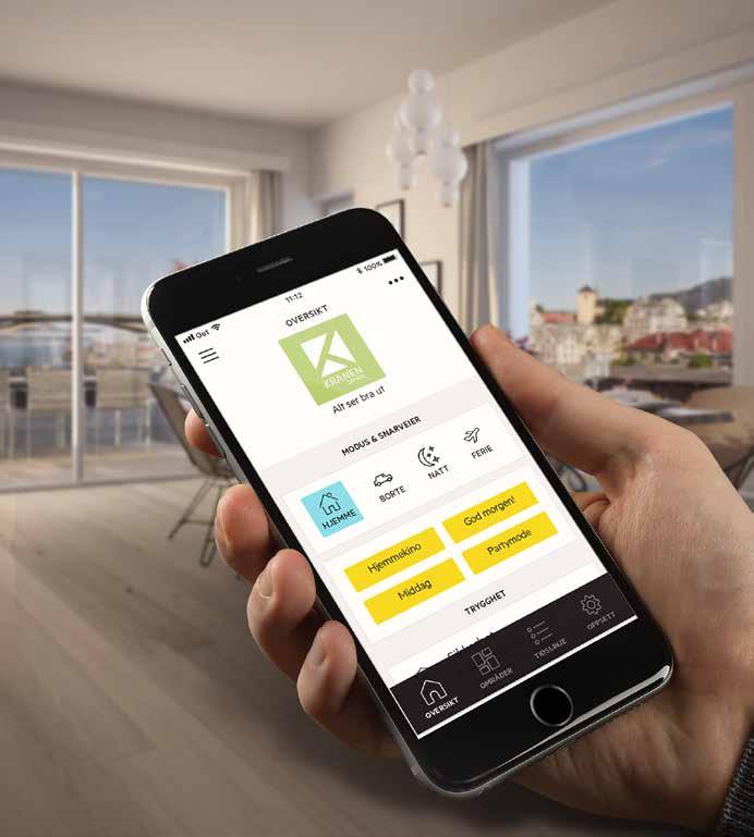 I Kranen Sameie blir Futurehome sine smarthusløsninger en naturlig del av leilighetene, slik at du har full oversikt og kontroll over boligen via Futurehome sin brukervennlige applikasjon - uansett
