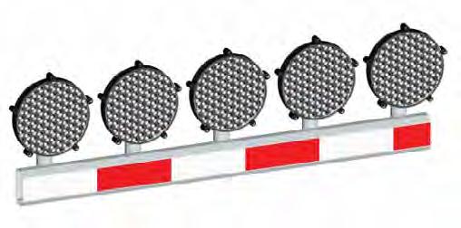 LEDELYS FOR BOMLAMPER 300mm Gulblink med 40-60mm rørfeste. 3-7 stk. Euroskilt LED lampe type SR300, i ledelys oppsett.
